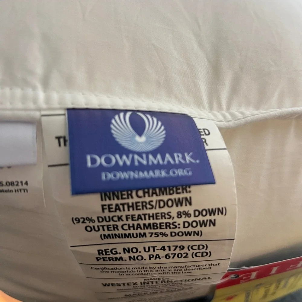 Brooklinen Standard Medium Down Pillow Canadian Fill Cotton Sateen Shell 28oz